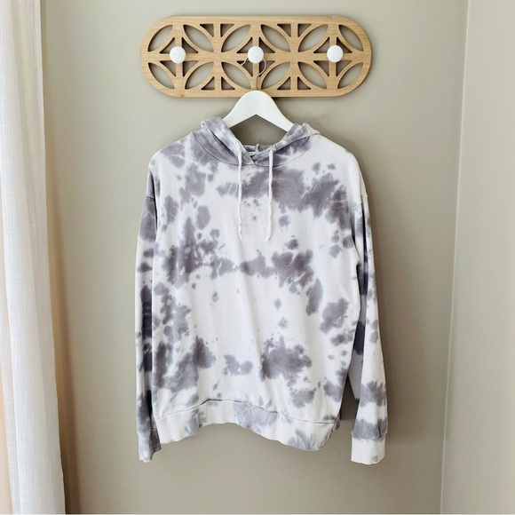 Caution To The Wind Pullover Tie Dye Hoodie Gray/White Sz Small - Picture 1 of 8